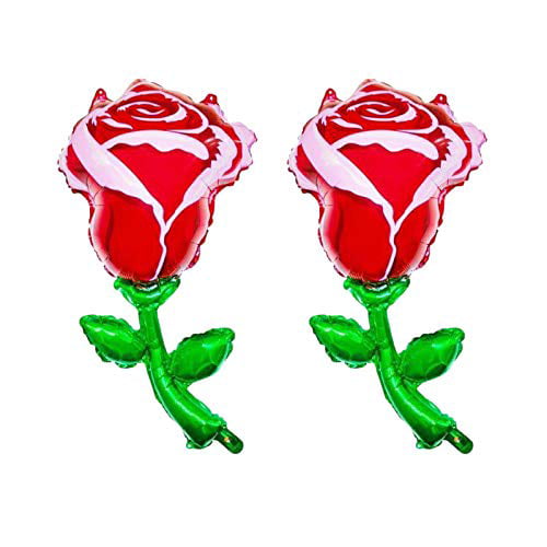 6 Pieces 37 Inch Rose Flower Balloons Red Rose Shaped Foil Balloon Rose Foil Balloons for Wedding Valentines Day Graduation Birthday Baby Shower Party Decoration 
